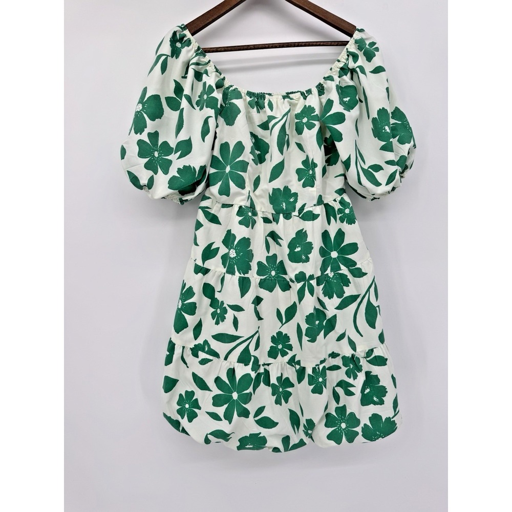 Green floral Cottagecore Ruched Smocked Mini Coquette Spring bubble skirt